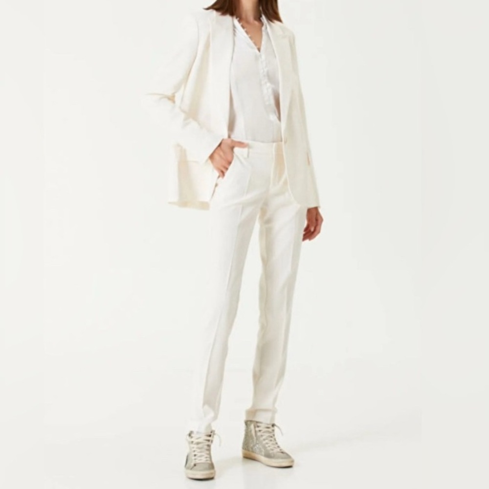 Zadig & Voltaire Prune Crepe Off White Cream Pants 38
